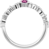 Round Pink Tourmaline Symbols Ring in Gold and Platinum
