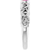 Round Pink Tourmaline Symbols Ring in Gold and Platinum
