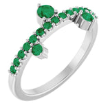Round Lab-Grown Emerald Accented Ring in White Gold