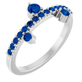 Round Lab-Grown Blue Sapphire Accented Ring in Platinum