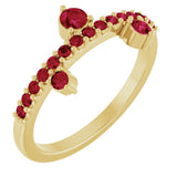 Round Lab-Grown Ruby Accented Ring in Yellow Gold