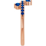 Round Lab-Grown Blue Sapphire Accented Ring in Rose Gold