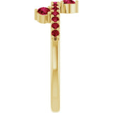 Round Lab-Grown Ruby Accented Ring in Yellow Gold
