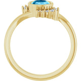 Oval Swiss Blue Topaz & Diamond Accented Ring in Yellow Gold