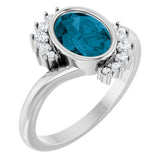 Oval London Blue Topaz & Diamond Accented Ring in Gold and Platinum