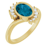 Oval London Blue Topaz Accented Ring with Diamond Accents in Gold