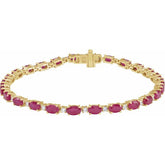 Oval Lab-Grown Ruby & Lab-Grown Diamond Line Bracelet In Gold & Platinum