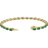 Oval Lab-Grown Emerald & Lab-Grown Diamond Line Bracelet In Gold & Platinum