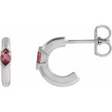 Pink Tourmaline Marquise Hoop Earrings in Gold and Platinum