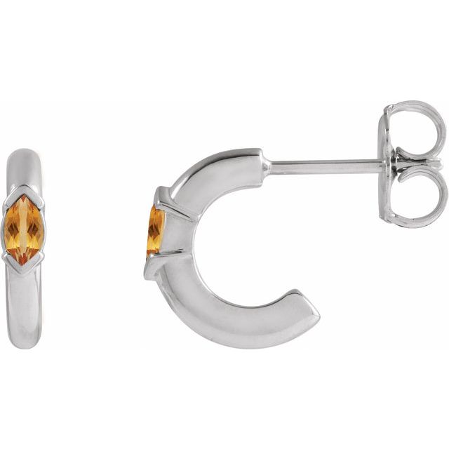 Citrine Marquise Hoop Earrings in Gold and Platinum