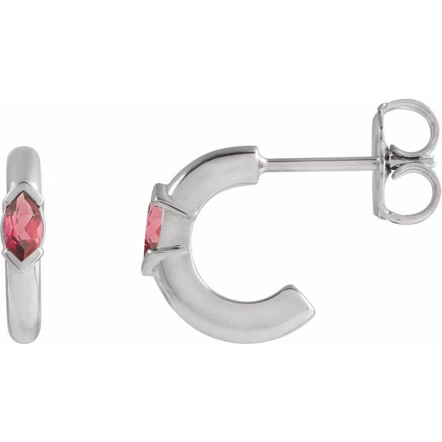 Rhodolite Garnet Marquise Hoop Earrings in Gold and Platinum