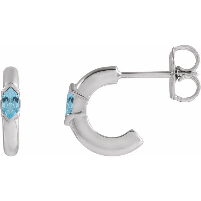 Sky Blue Topaz Marquise Hoop Earrings in Gold and Platinum