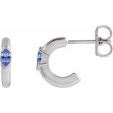 Tanzanite Marquise Hoop Earrings in Gold and Platinum