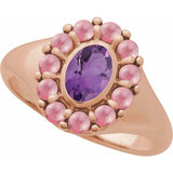 Oval Amethyst Halo Ring in Gold and Platinum
