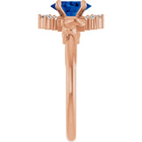 Oval Lab-Grown Blue Sapphire & Diamond Accented Ring in Rose Gold