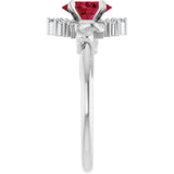 Oval Lab-Grown Ruby & Diamond Accented Ring in White Gold