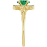 Oval Lab-Grown Emerald & Diamond Accented Ring in Yellow Gold