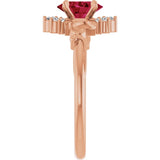 Oval Lab-Grown Ruby Accented Ring with Diamond Accents in Gold