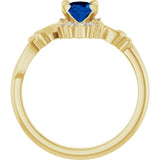 Oval Lab-Grown Blue Sapphire & Diamond Ring in Yellow Gold