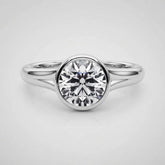 Lab Grown Diamond Round Solitaire Engagement Ring | D-VVS | Bezel Set