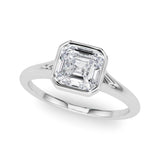 Bague de fiançailles solitaire sertie d'un diamant de laboratoire taille Asscher, couleur D, pureté VVS