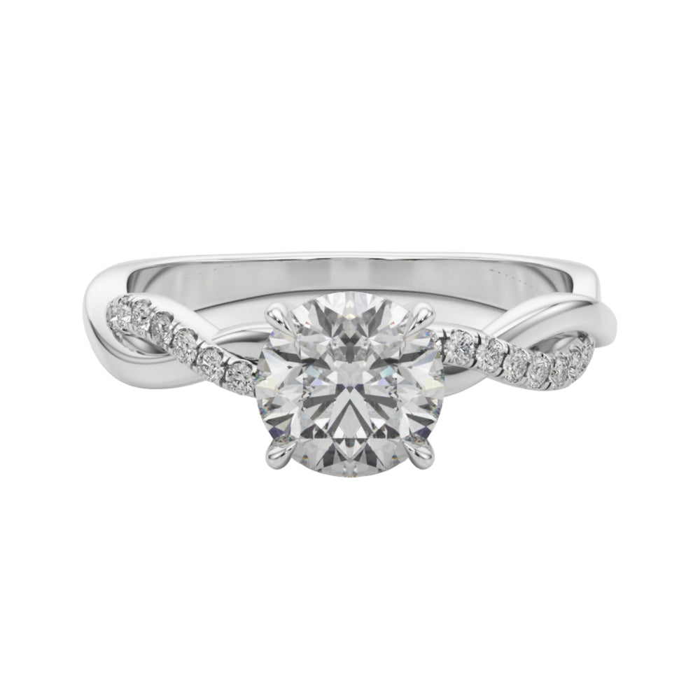 Round lab grown diamond solitaire, Twisted band lab diamond ring