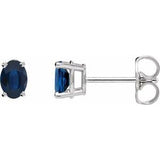 Blue Sapphire Oval Stud Earrings in Gold and Platinum