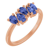 Pear Tanzanite Multi Stone Ring in Rose Gold