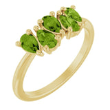 Pear Peridot Multi Stone Ring in Yellow Gold