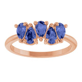 Pear Tanzanite Multi Stone Ring in Rose Gold