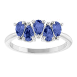 Pear Tanzanite Multi Stone Ring in White Gold