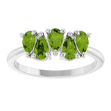 Pear Peridot Multi Stone Ring in White Gold
