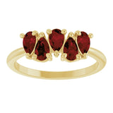 Pear Mozambique Garnet Multi Stone Ring in Gold