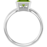Emerald Peridot Solitaire Ring in Platinum