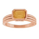 Emerald Citrine Solitaire Ring in Gold