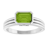 Emerald Peridot Solitaire Ring in Platinum