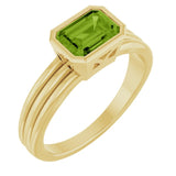 Emerald Peridot Solitaire Ring in Gold