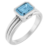 Emerald Sky Blue Topaz Solitaire Ring in Platinum