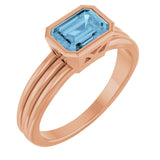 Emerald Sky Blue Topaz Solitaire Ring in Gold