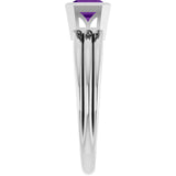 Emerald Amethyst Solitaire Ring in Platinum