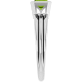 Emerald Peridot Solitaire Ring in Platinum