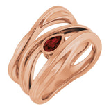 Pear Mozambique Garnet Negative Space Ring in Rose Gold