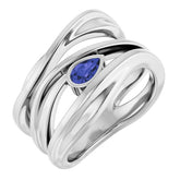 Pear Iolite Negative Space Ring in Gold and Platinum