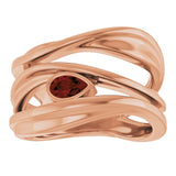 Pear Mozambique Garnet Negative Space Ring in Rose Gold