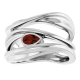Pear Mozambique Garnet Negative Space Ring in Platinum