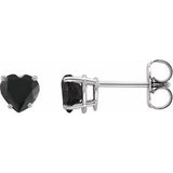 Onyx Heart Stud Earrings in Gold and Platinum