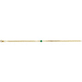 Round Natural Emerald Bezel-Set Solitaire Curb Link Bracelet In Gold & Platinum