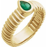 Pear Emerald Solitaire Ring in Gold
