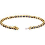 Emerald Lab-Grown Blue Sapphire Bezel-Set Line Bracelet In Gold & Platinum
