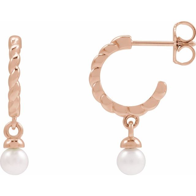 Pearl Hoop Earrings in Gold and Platinum
